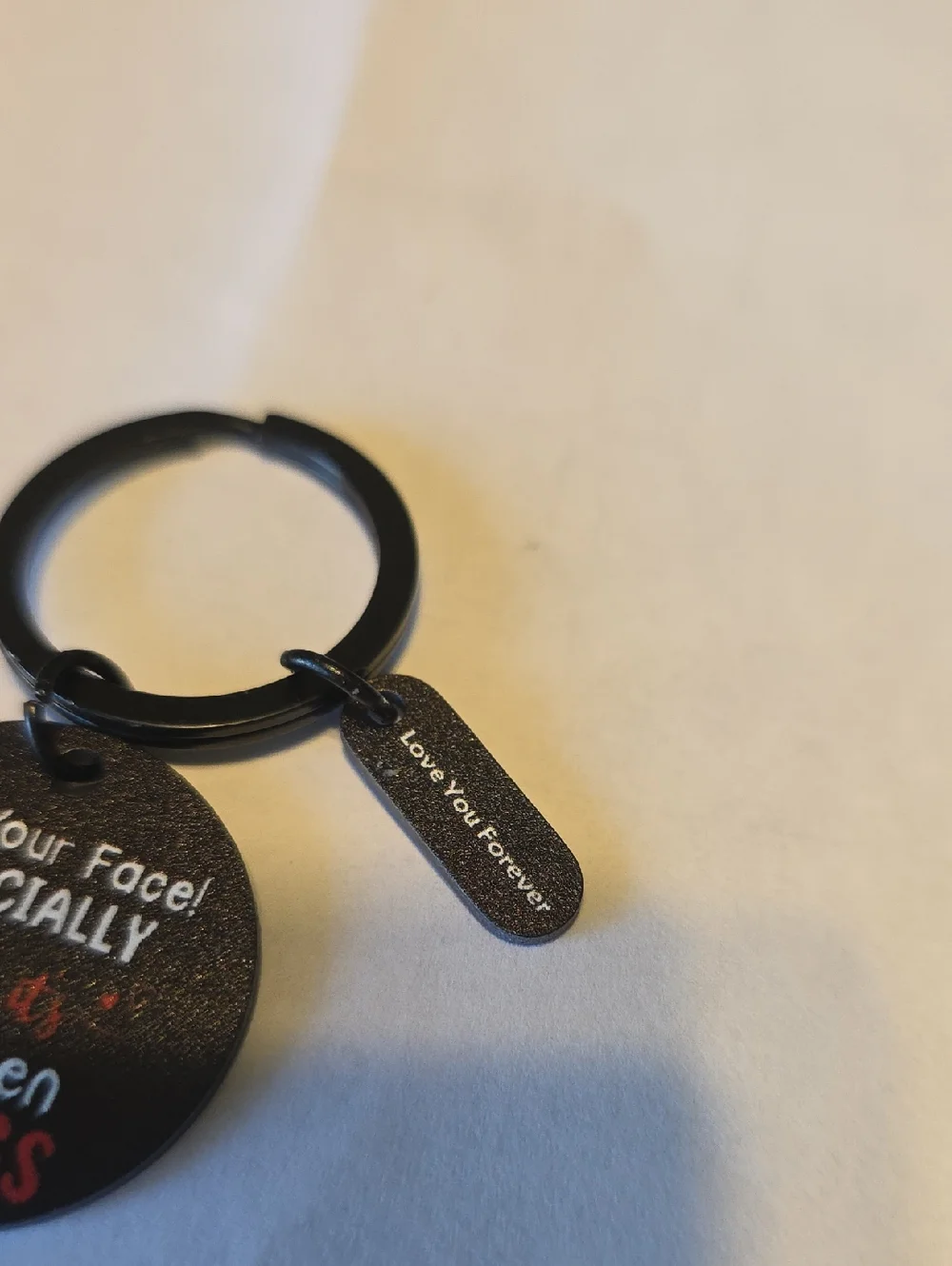 Novelty Black & Red Keychain - 'I ♥ Your Face! Especially...'